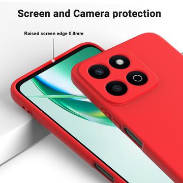 Honor 200 Smart/X7c 4G/5G Flydende silikone cover med håndrem - rød