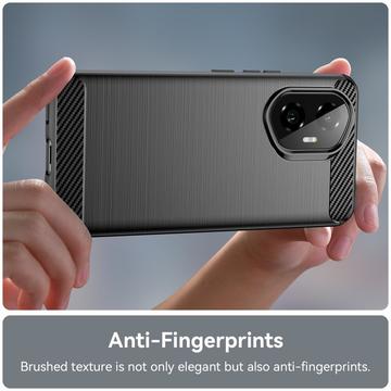 Honor 300 Børstet TPU Cover - Karbonfiber - Sort