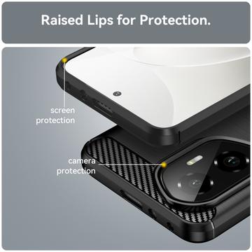 Honor 300 Børstet TPU Cover - Karbonfiber - Sort