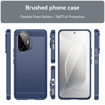 Honor 300 Børstet TPU Cover - Karbonfiber - Blå