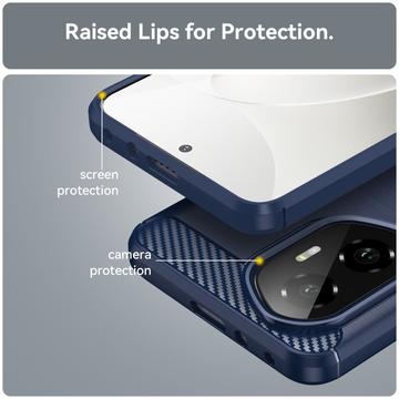 Honor 300 Børstet TPU Cover - Karbonfiber - Blå