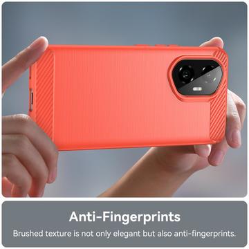 Honor 300 Børstet TPU Cover - Karbonfiber - Rød