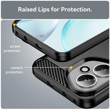 Honor 400 Børstet TPU Cover - Karbonfiber - Sort