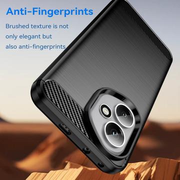 Honor 400 Børstet TPU Cover - Karbonfiber - Sort