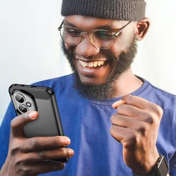 Honor 400 Børstet TPU Cover - Karbonfiber - Sort