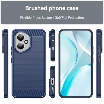 Honor 400 Børstet TPU Cover - Karbonfiber - blå