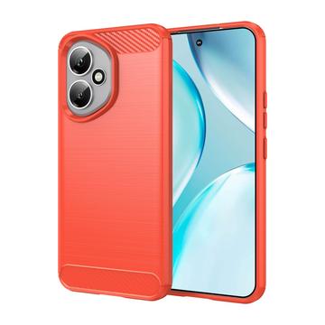 Honor 400 Børstet TPU Cover - Karbonfiber - rød