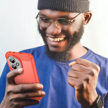 Honor 400 Børstet TPU Cover - Karbonfiber - rød