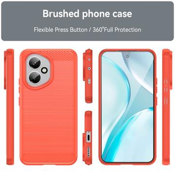 Honor 400 Børstet TPU Cover - Karbonfiber - rød