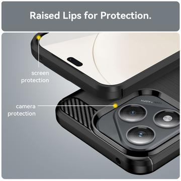 Honor 400 Lite/X70i Børstet TPU Cover - Karbonfiber - Sort