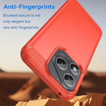 Honor 400 Lite/X70i Børstet TPU Cover - Karbonfiber - rød