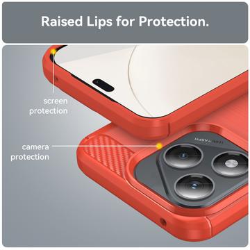 Honor 400 Lite/X70i Børstet TPU Cover - Karbonfiber - rød