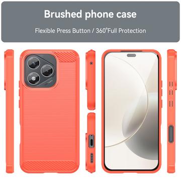 Honor 400 Lite/X70i Børstet TPU Cover - Karbonfiber - rød