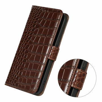 Honor 400 Lite Crocodile Series Læderpung med RFID - Brun