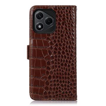 Honor 400 Lite Crocodile Series Læderpung med RFID - Brun