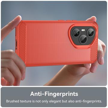 Honor 400 Pro Børstet TPU Cover - Karbonfiber - rød