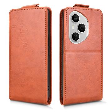 Honor 400 Pro lodret flip-etui med stativ - Brun
