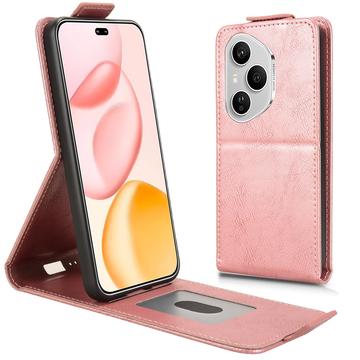 Honor 400 Pro lodret flip-etui med stativ - rosaguld