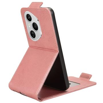 Honor 400 Pro lodret flip-etui med stativ - rosaguld