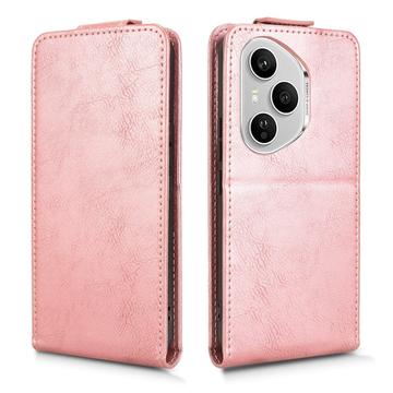 Honor 400 Pro lodret flip-etui med stativ - rosaguld