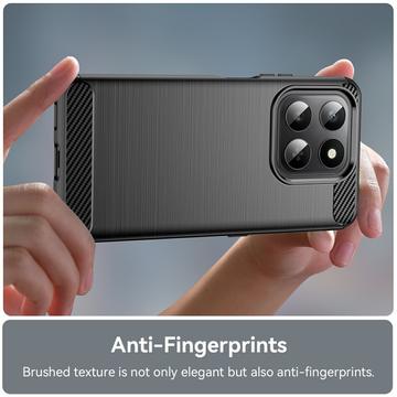 Honor 400 Smart/X7d 4G Børstet TPU Cover - Karbonfiber - Sort
