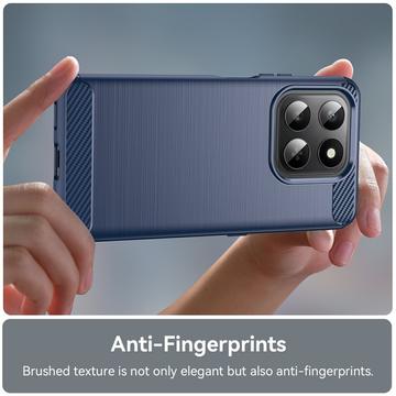 Honor 400 Smart/X7d 4G Børstet TPU Cover - Karbonfiber - blå