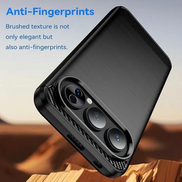 Honor 500 Børstet TPU Cover - Karbonfiber - Sort