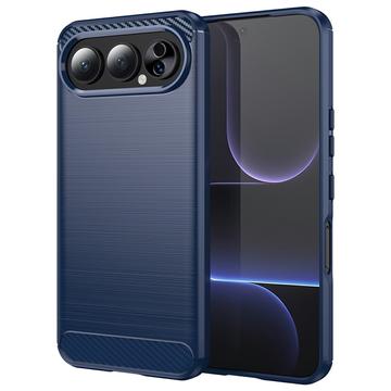 Honor 500 Børstet TPU Cover - Karbonfiber - blå