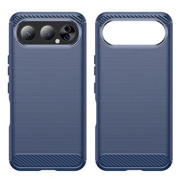Honor 500 Børstet TPU Cover - Karbonfiber - blå