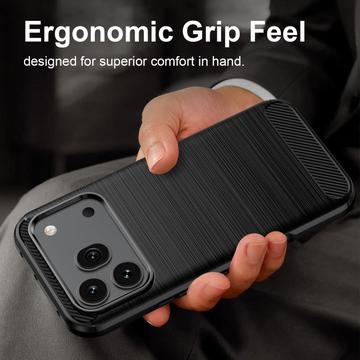 Honor 600/600 Pro Børstet TPU Cover - Karbonfiber - Sort
