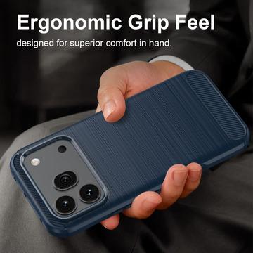 Honor 600/600 Pro Børstet TPU Cover - Karbonfiber - blå