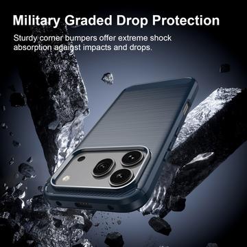 Honor 600/600 Pro Børstet TPU Cover - Karbonfiber - blå