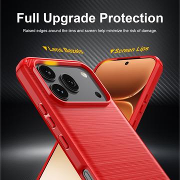Honor 600/600 Pro Børstet TPU Cover - Karbonfiber - rød