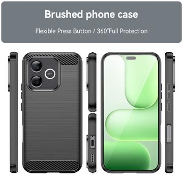 Honor 600 Lite Børstet TPU Cover - Karbonfiber - Sort