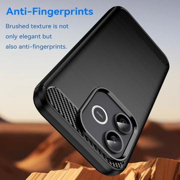 Honor 600 Lite Børstet TPU Cover - Karbonfiber - Sort