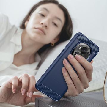Honor Magic6 Børstet TPU Cover - Karbonfiber - Blå