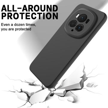 Honor Magic6 Pro Liquid Silikone Cover med Strop - Sort