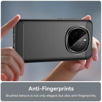 Honor Magic7 Børstet TPU Cover - Karbonfiber - Sort