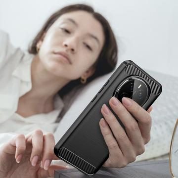 Honor Magic7 Børstet TPU Cover - Karbonfiber - Sort