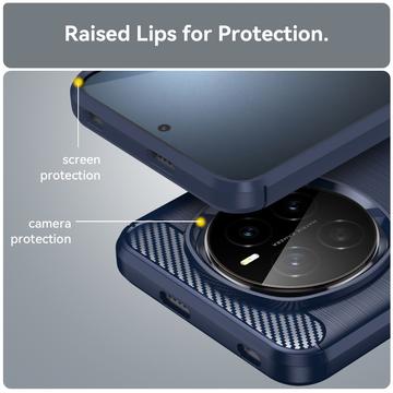 Honor Magic7 Børstet TPU Cover - Karbonfiber - Blå