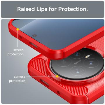 Honor Magic8 Børstet TPU Cover - Karbonfiber - rød