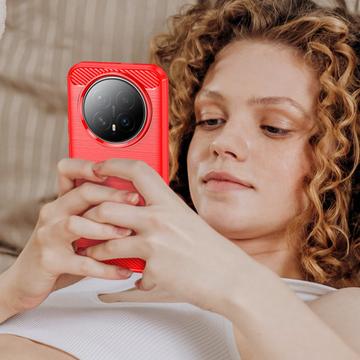 Honor Magic8 Børstet TPU Cover - Karbonfiber - rød