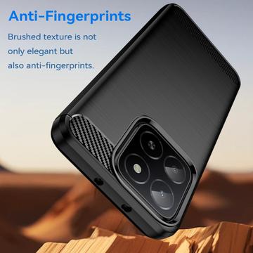 Honor X5b/X5b Plus Børstet TPU Cover - Karbonfiber - Sort