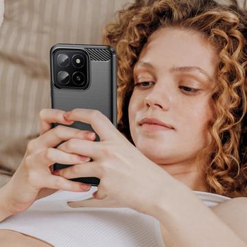 Honor X5b/X5b Plus Børstet TPU Cover - Karbonfiber - Sort