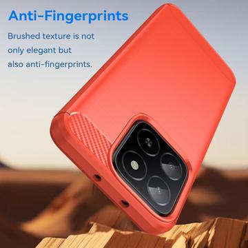 Honor X5b/X5b Plus Børstet TPU Cover - Karbonfiber - Rød