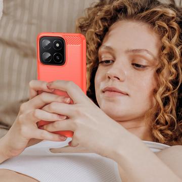 Honor X5b/X5b Plus Børstet TPU Cover - Karbonfiber - Rød