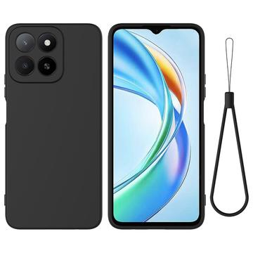 Honor X5b/X5b Plus Flydende silikone cover med håndrem - sort