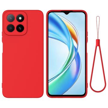 Honor X5b/X5b Plus Flydende silikone cover med håndrem - rød