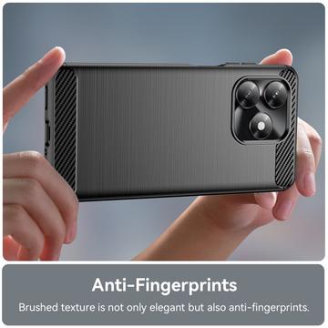 Honor X5c/X5c Plus Børstet TPU Cover - Karbonfiber - Sort