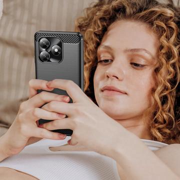 Honor X5c/X5c Plus Børstet TPU Cover - Karbonfiber - Sort